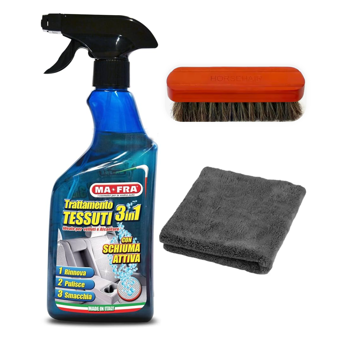 Kit Trattamento tessuti | Trattamento 3in1 + Spazzola + Panno