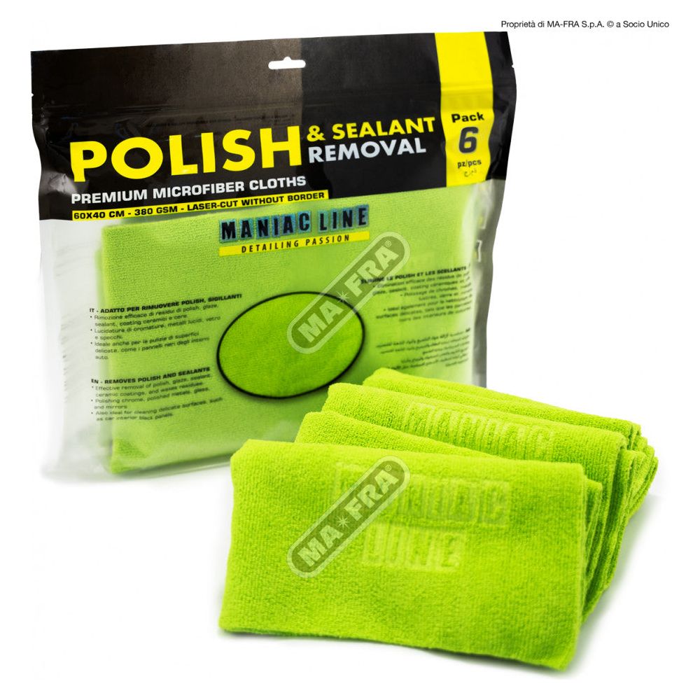 Maniac Line: Polish & Sealant Removal Premium Microfiber Cloths | 6 Panni rimozione Polish