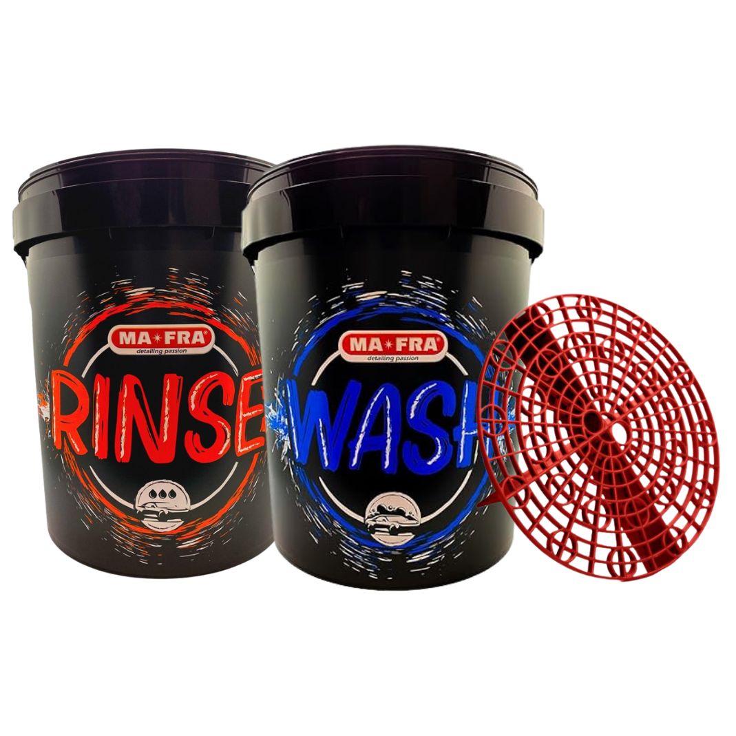 Mafra: Kit 5 Pezzi per tecnica lavaggio a 2 secchi | Secchio wash + Rinse + coperchi e griglia