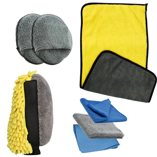Kit Microfibra - Set completo accessori microfibra per lavaggio interni ed esterni auto