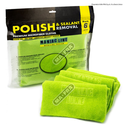 Maniac Line: Polish & Sealant Removal Premium Microfiber Cloths | 6 Panni rimozione Polish